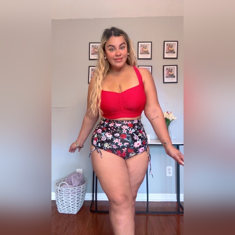 NEW Tempt Me Womens Plus Size High Waist Bikini Two Piece Swimsuit Tummy Control